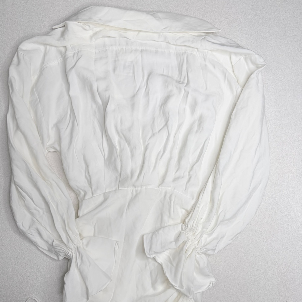 ✨NWT•Mistress Rocks | ‘ITS A WRAP’ White Draped Shirt Dress - Picture 9 of 14